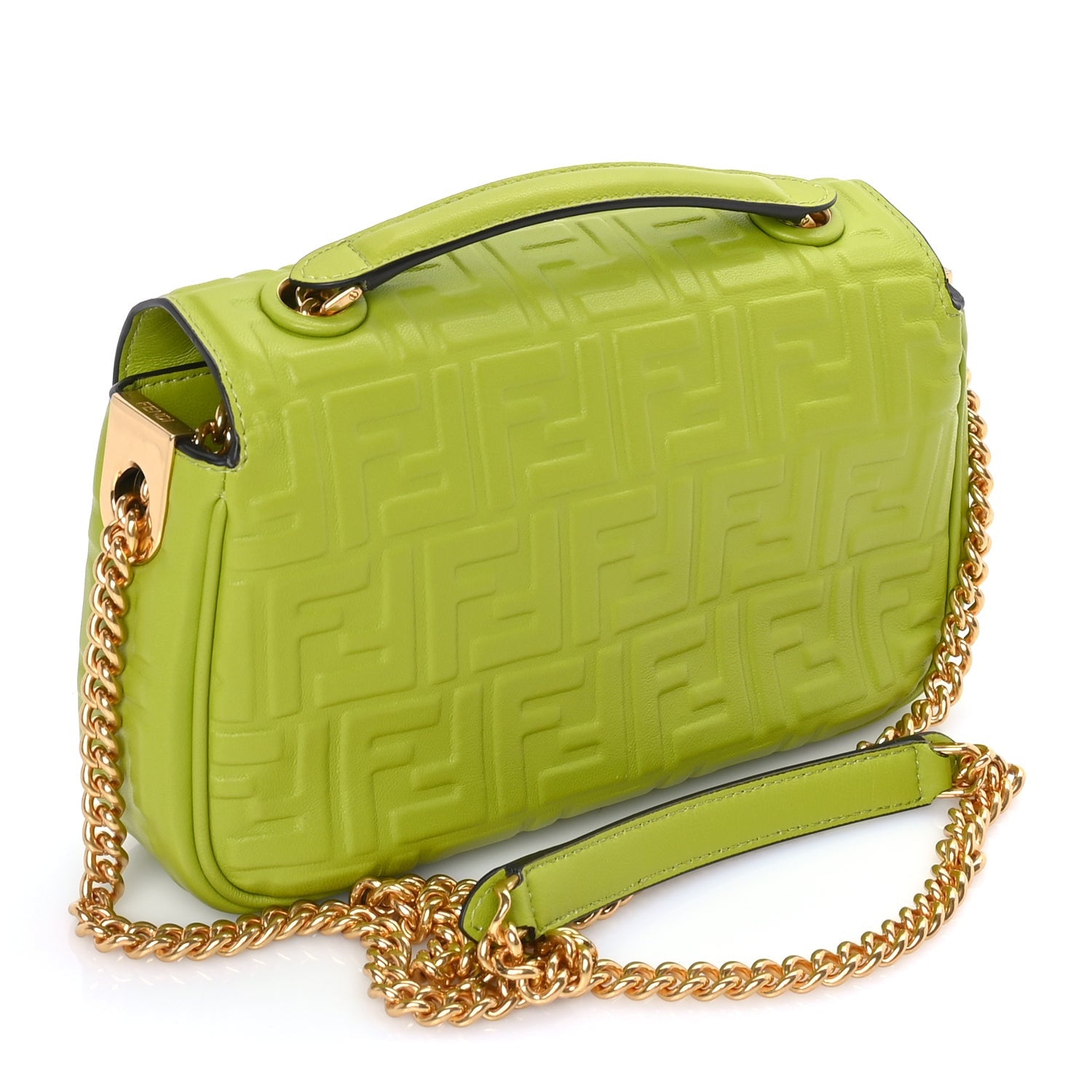 Fendi Nappa FF Embossed Small Midi Chain Baguette  Wasabi 2 of 7