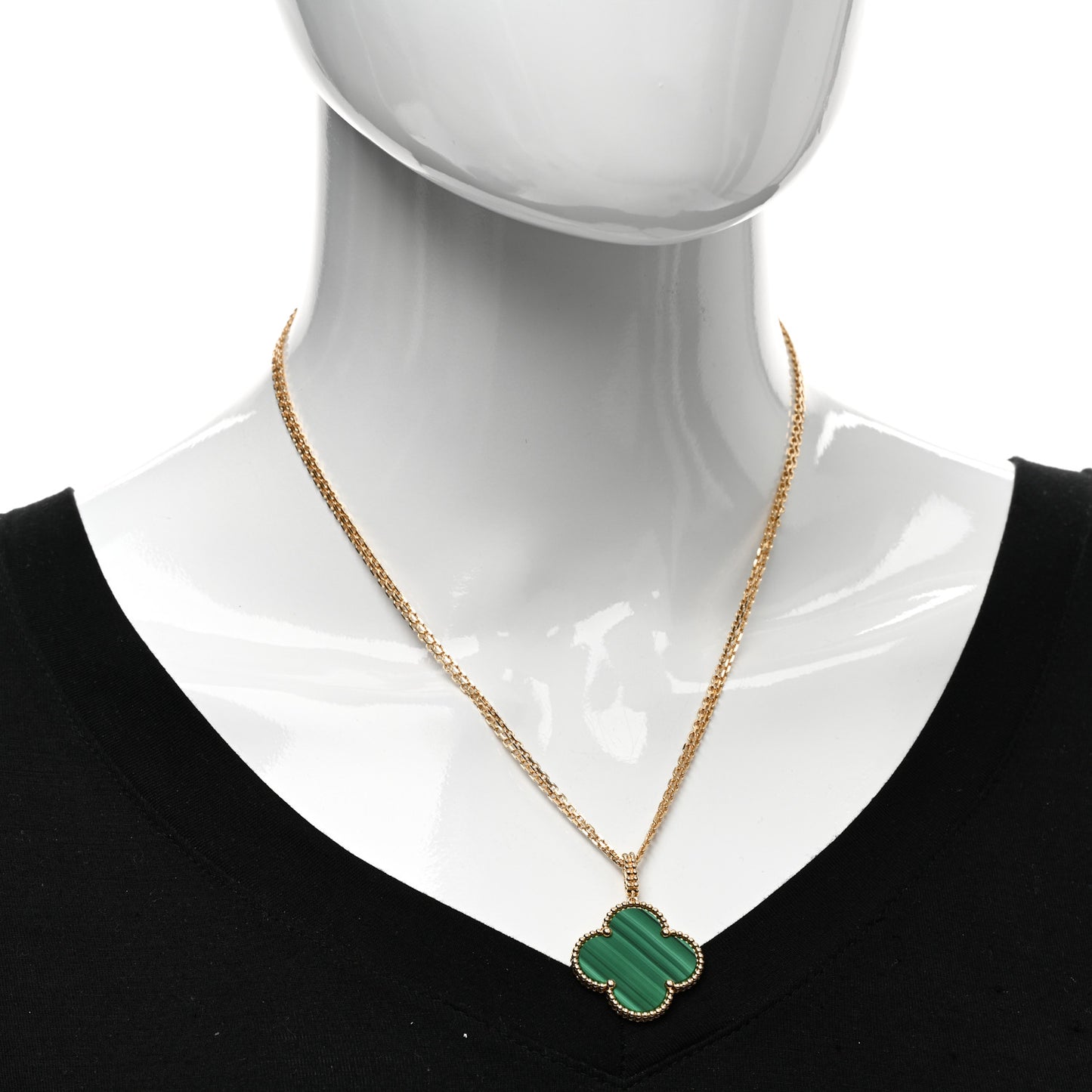 18K Yellow Gold Malachite Magic Alhambra Pendant Necklace