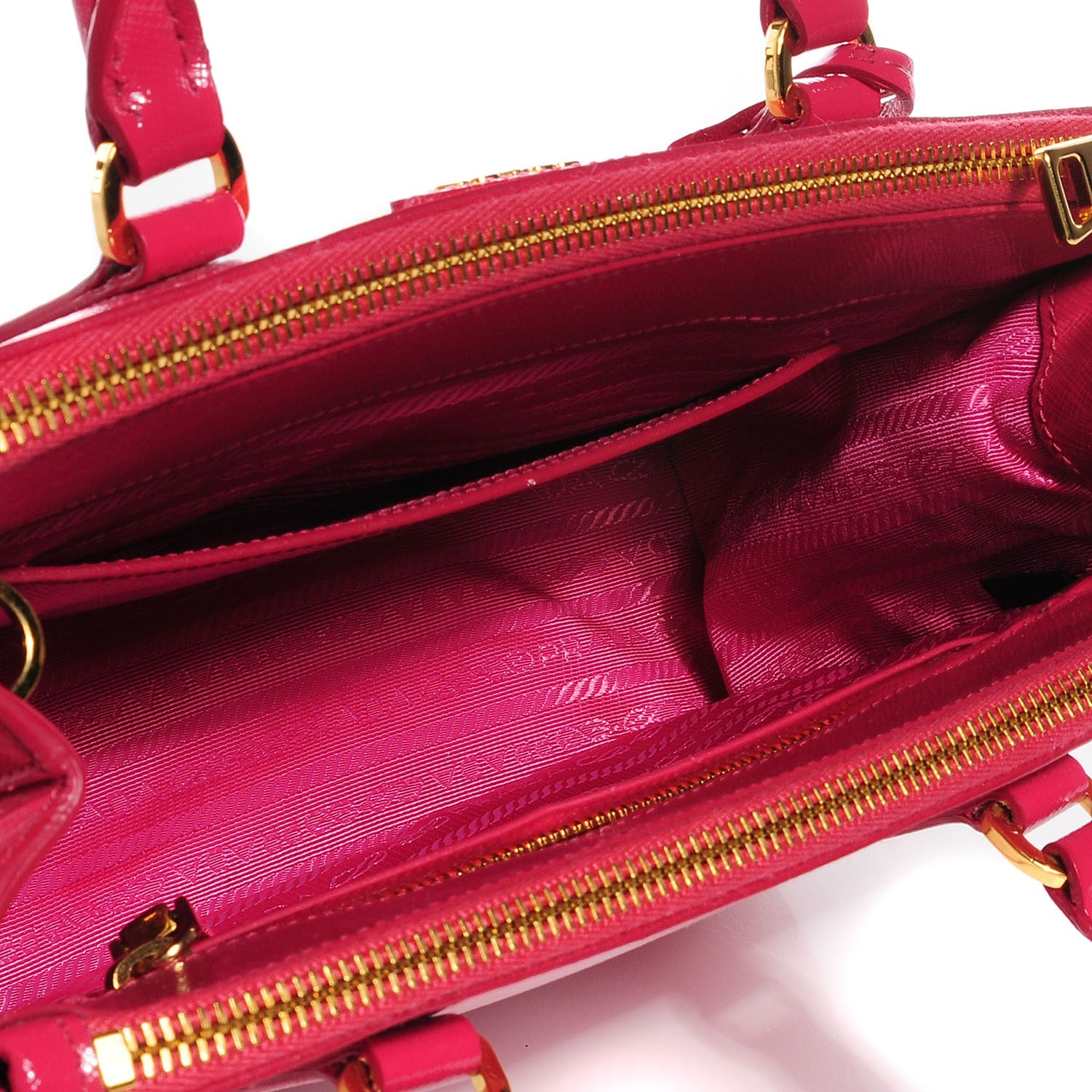 Prada Saffiano Vernice Mini Galleria Double Zip Tote Peonia 5 of 10