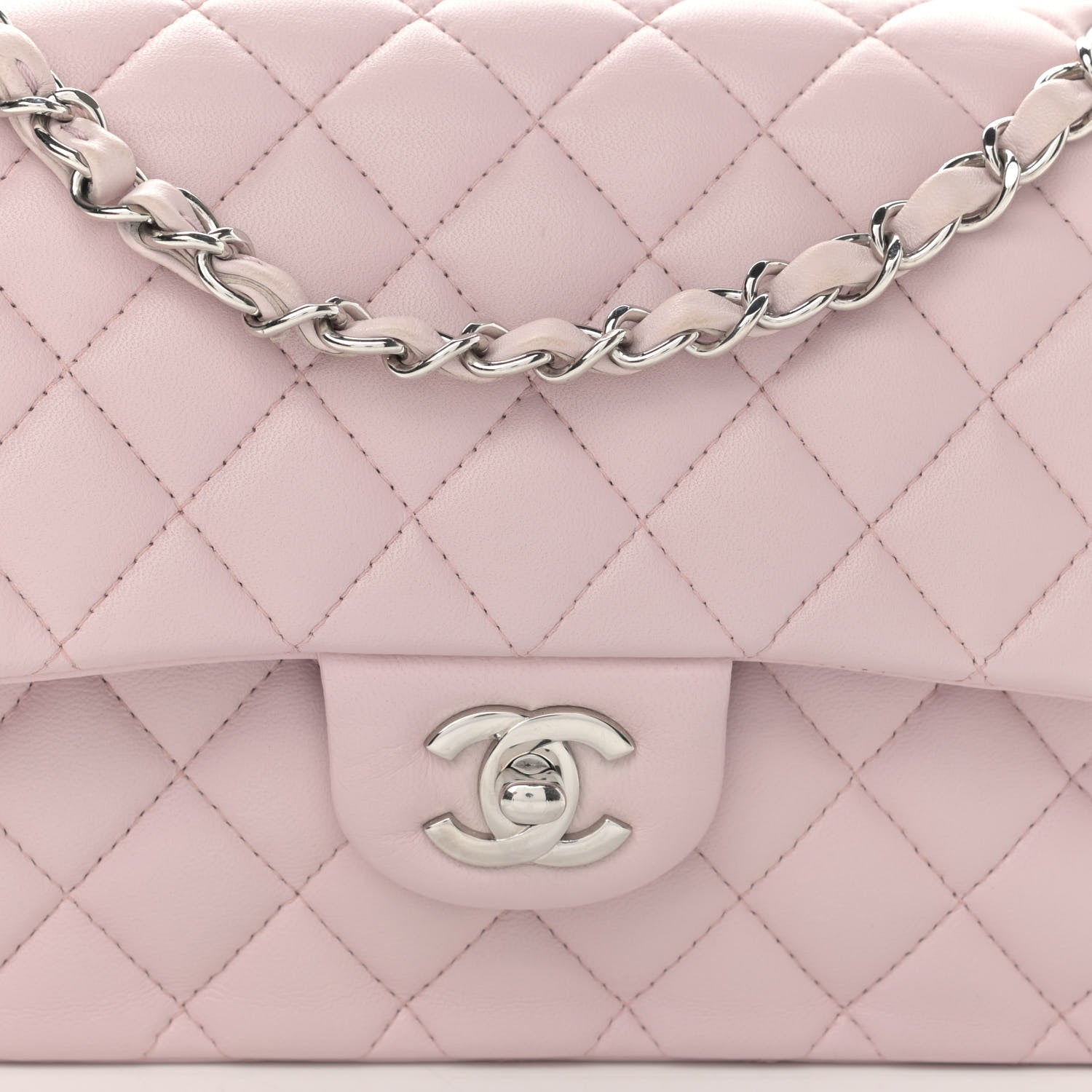 Chanel Lambskin Quilted Medium Double Flap Light Pink 9 of 11