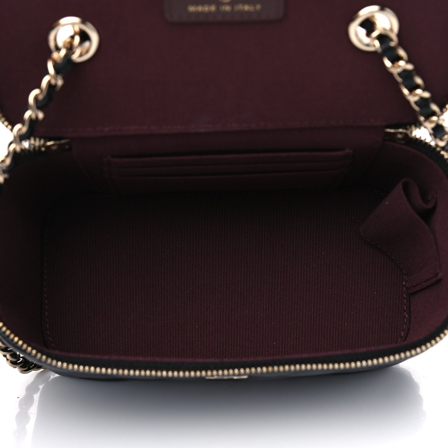 Caviar Quilted Small Vanity Case With Chain Black