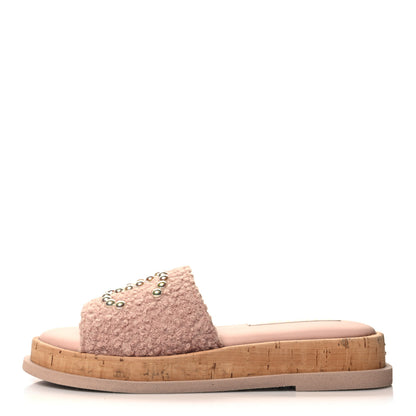 Chanel Fabric Pearl Cork CC Slip On Sandals 37 Pink 1 of 9