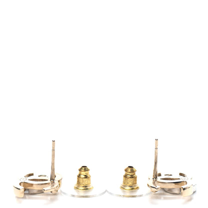 Chanel Crystal Double CC Earrings Gold Silver 3 of 4