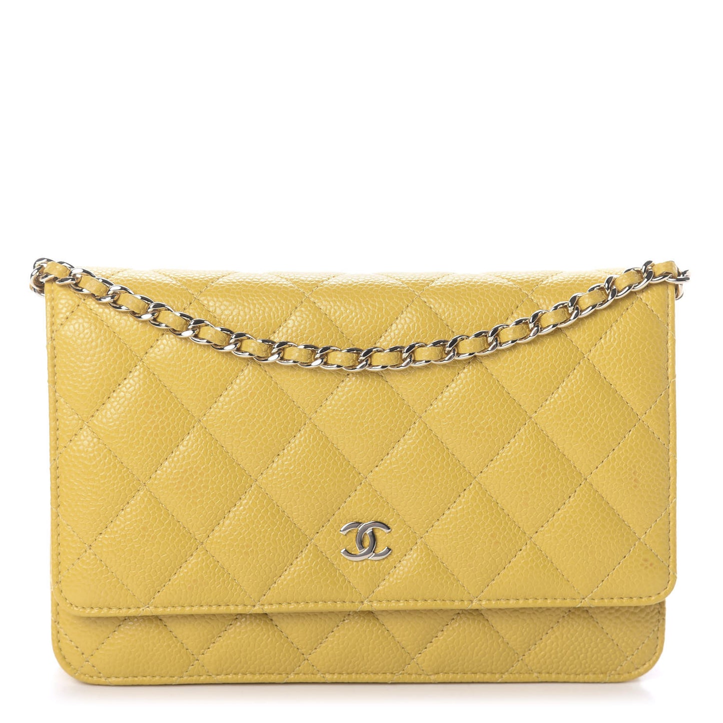 Caviar Quilted Wallet on Chain WOC Yellow