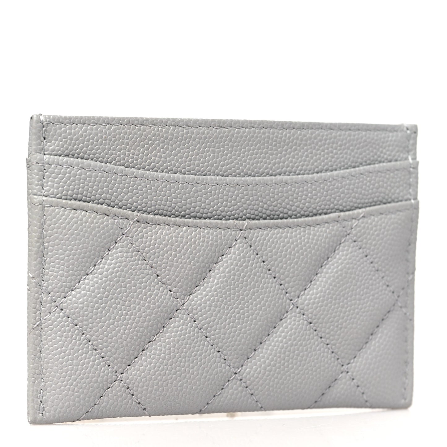 Caviar Quilted Card Holder Grey