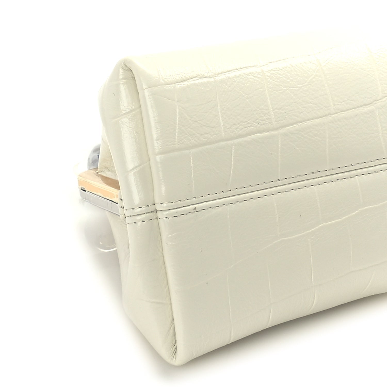 Jacquemus Calfskin Crocodile Embossed The Berlingot Clutch Light Ivory 7 of 8