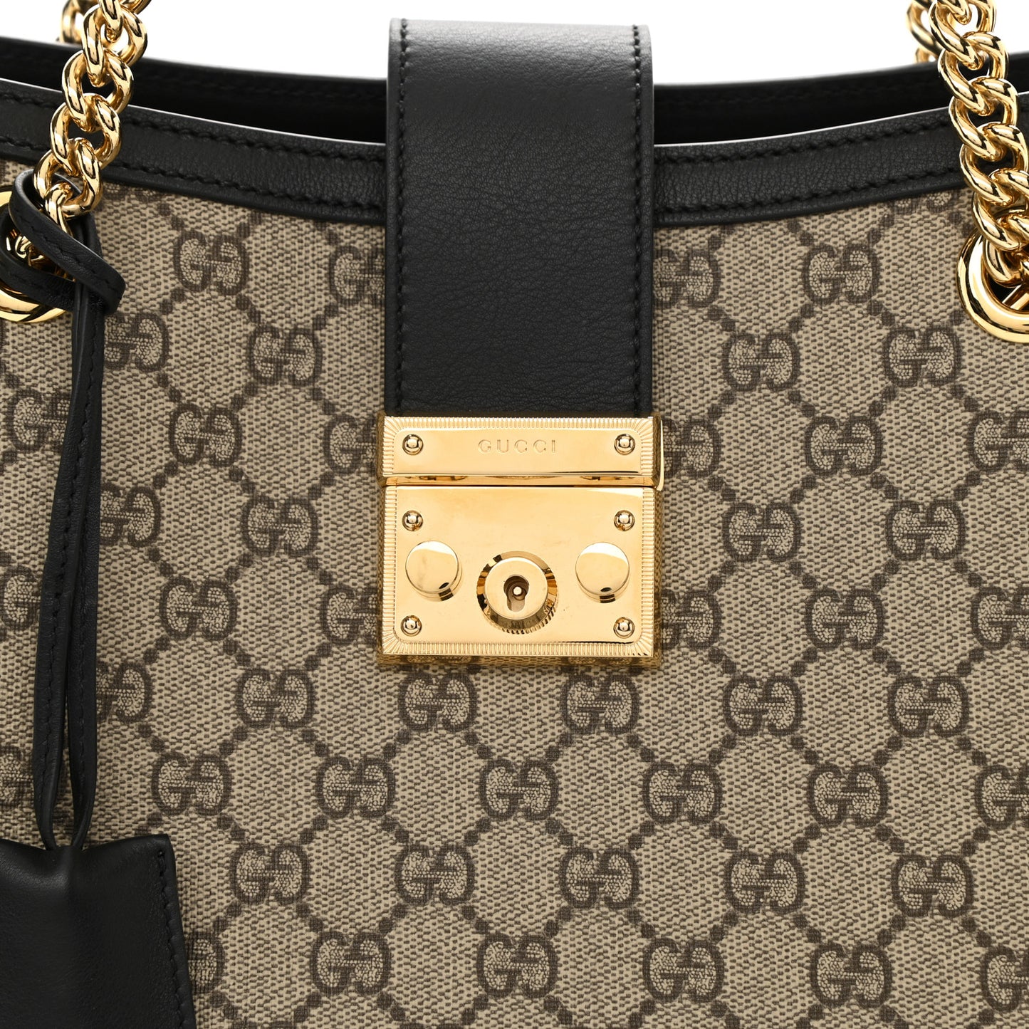 GG Supreme Monogram Medium Padlock Tote Black