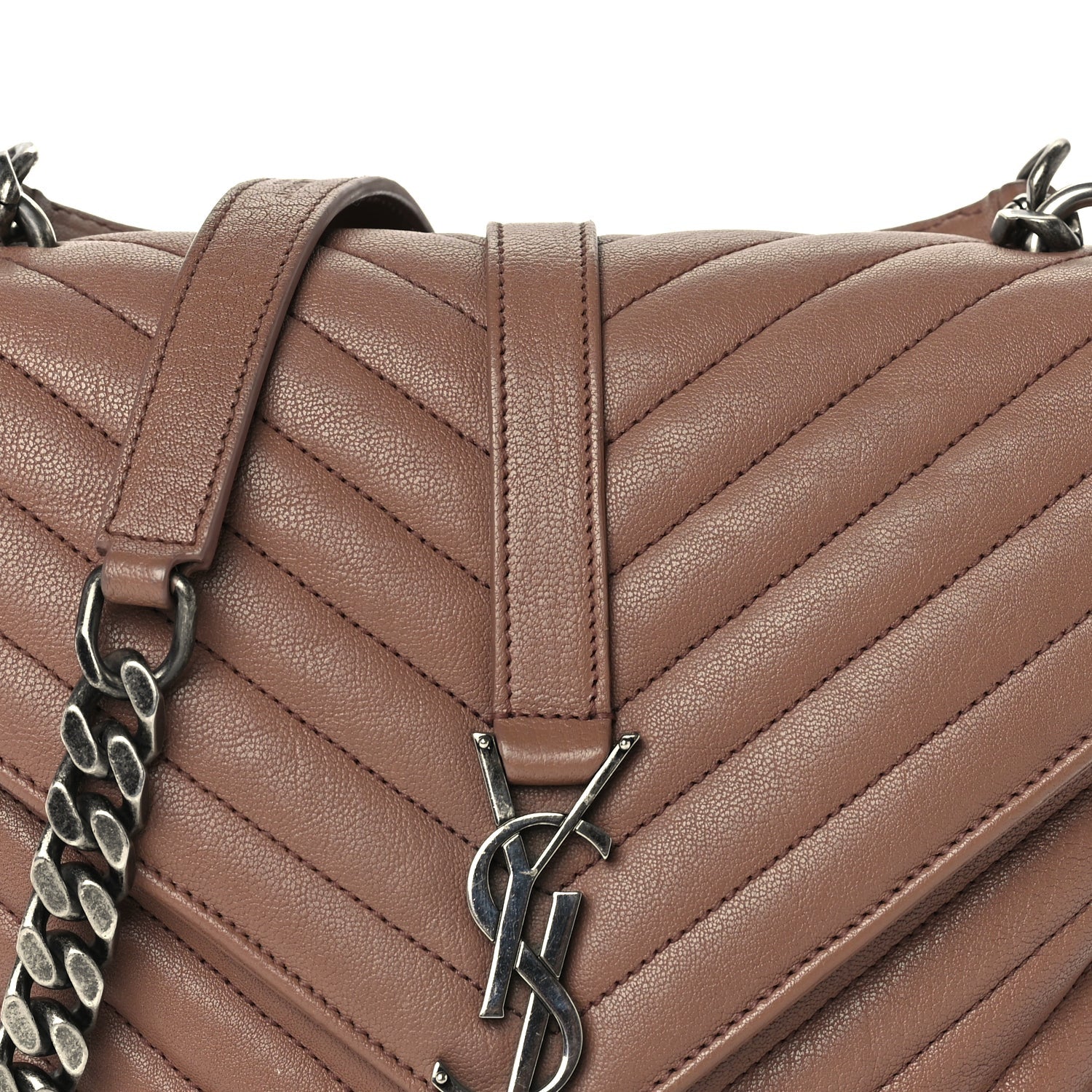 Saint Laurent Sheepskin Matelasse Chevron Monogram Medium College Bag  Fard 7 of 9