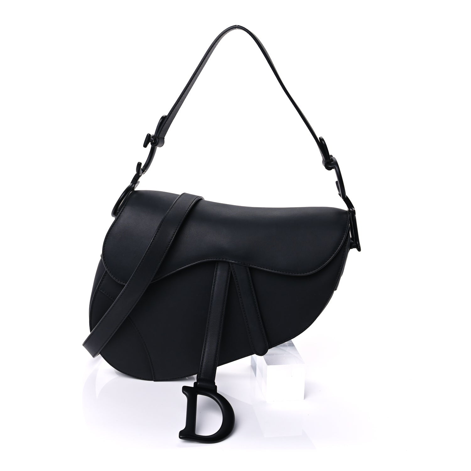 Christian Dior Ultra Matte Calfskin Saddle Bag With Strap  Black 1 of 8