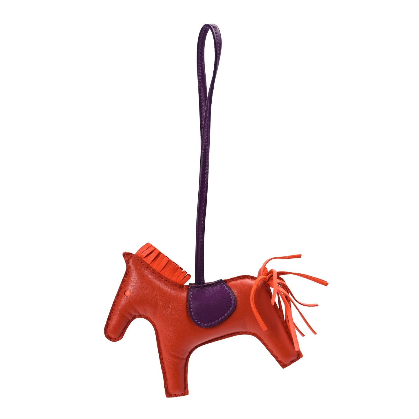 Milo Lambskin Grigri Rodeo Horse Bag Charm MM  Cornaline Orange Poppy Violet