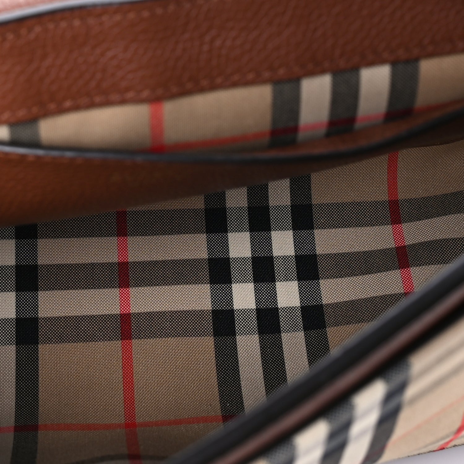 Burberry Calfskin Vintage Check Note Crossbody Bag Tan 4 of 8