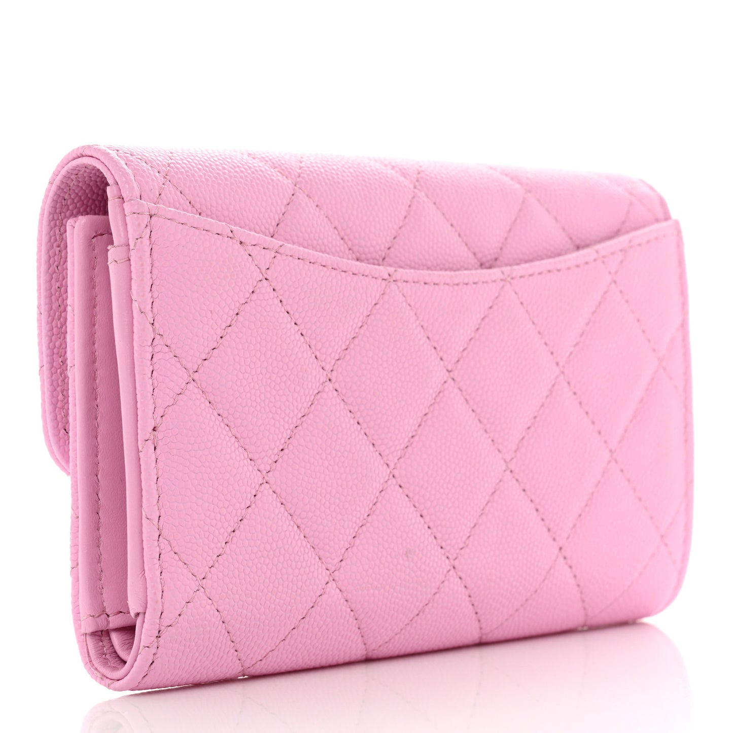 Caviar Quilted Medium Flap Wallet Pink