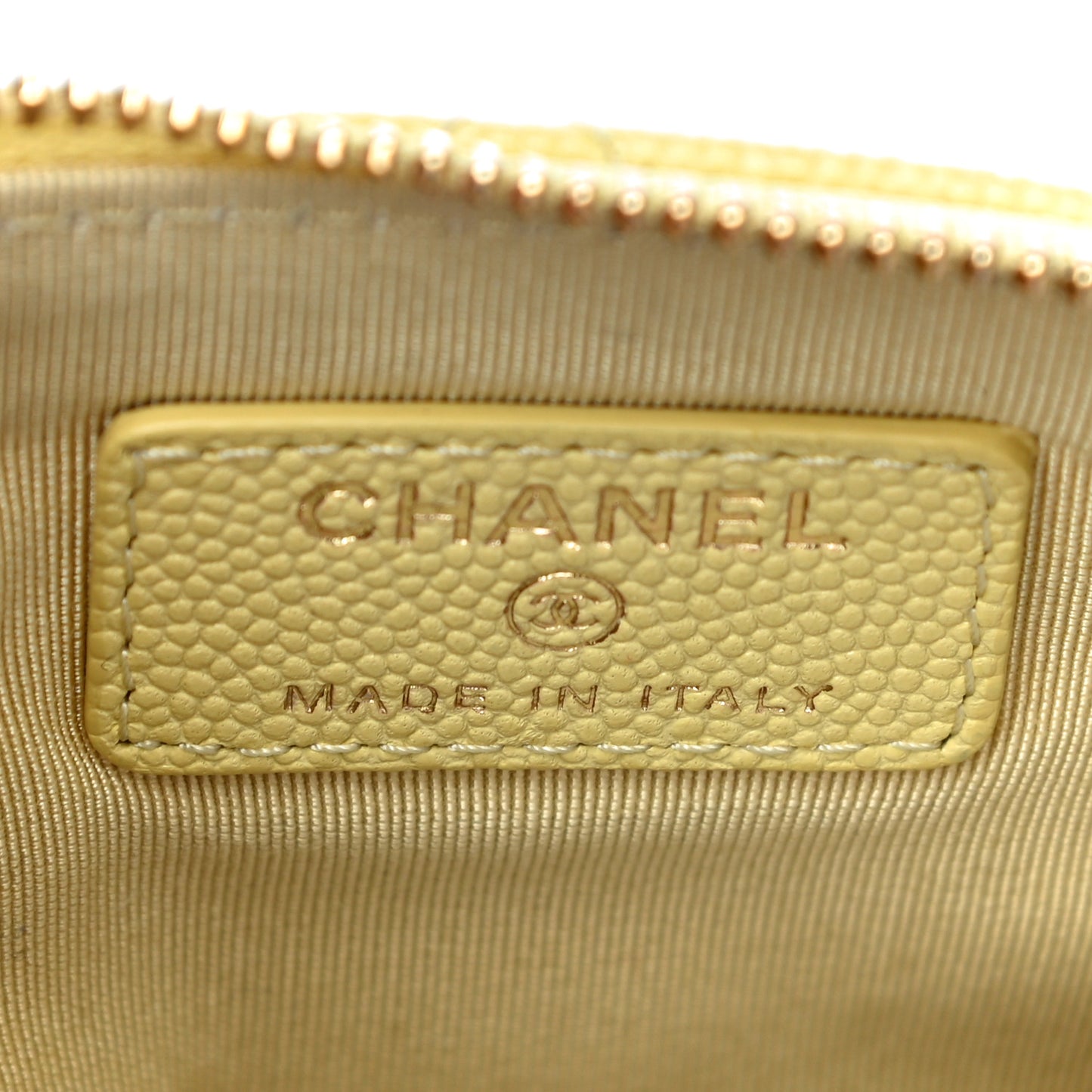 Caviar Quilted Small Cosmetic Case Yellow