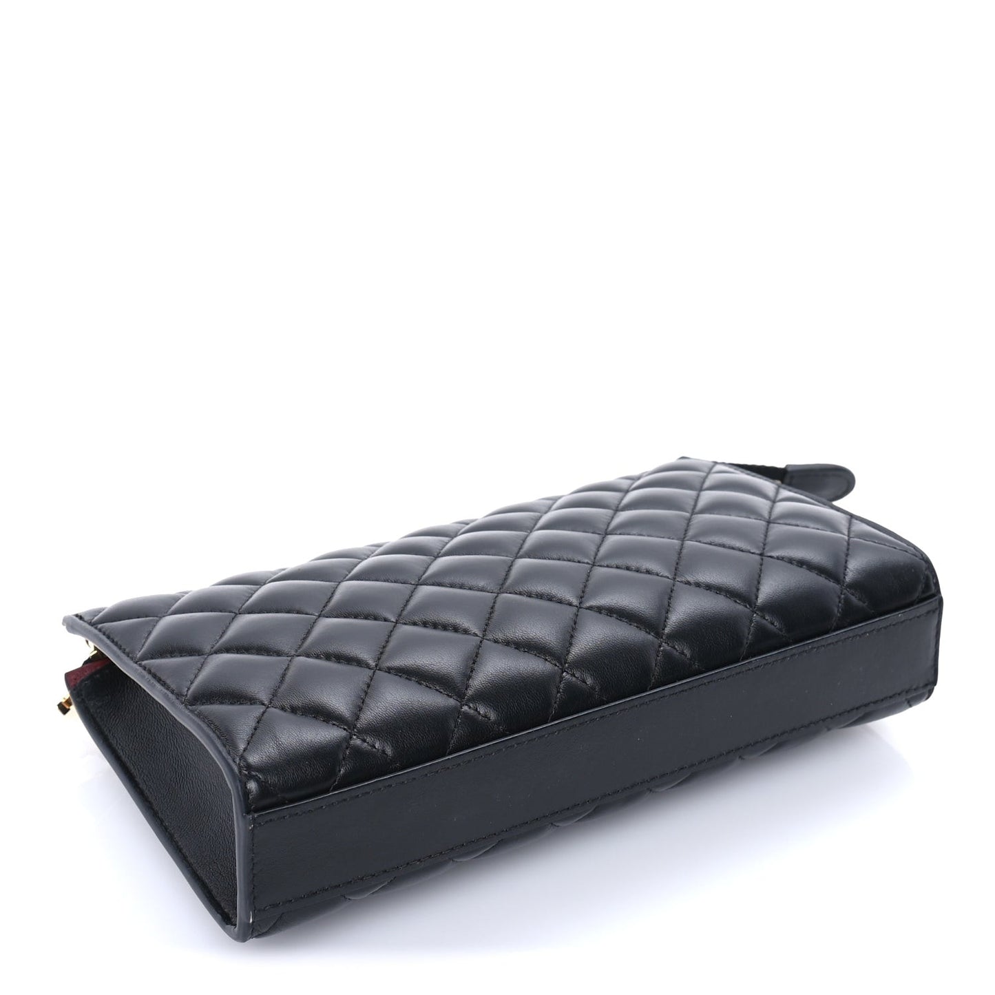 Lambskin Quilted Small Zipped Pouch  Black