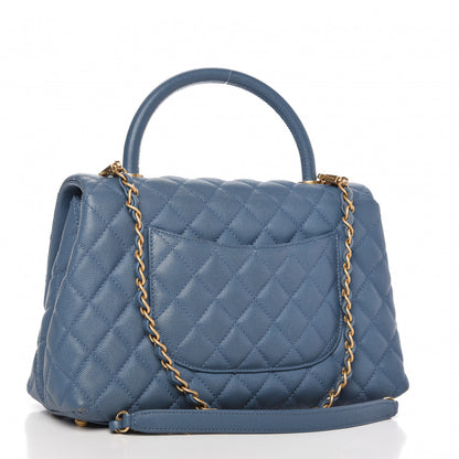 Chanel Caviar Quilted Small Coco Handle Flap Blue 3 of 10