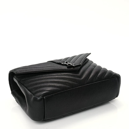 Saint Laurent Sheepskin Matelasse Chevron Monogram Monochrome Medium College Bag Black 3 of 10
