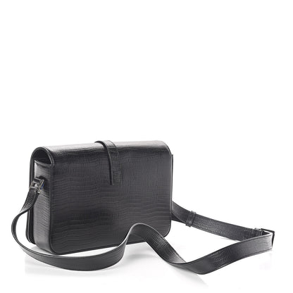 Saint Laurent Lizard Calfskin Embossed Classic Medium Monogram Universite Bag Black 3 of 8