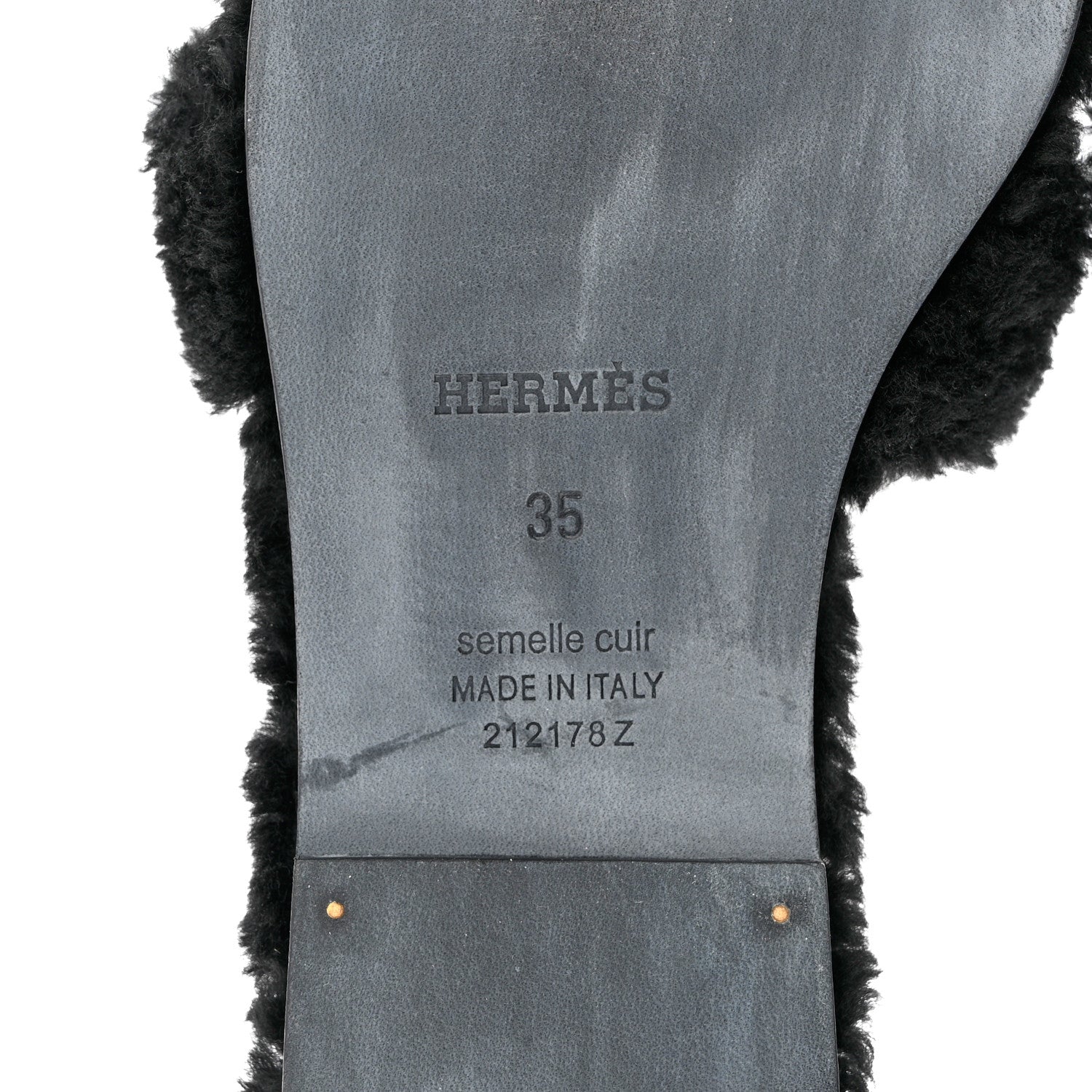 Hermes Woolskin Oran Sandals 35 Black 7 of 8