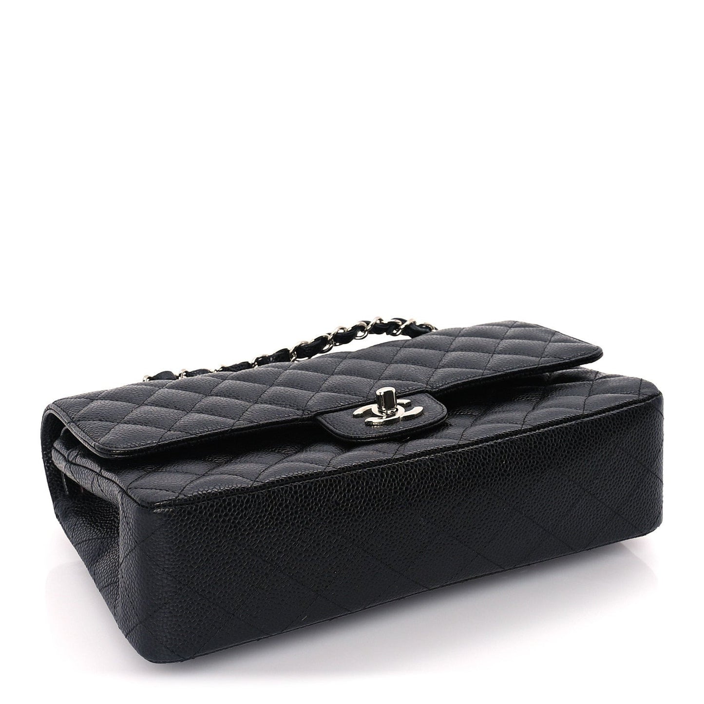 Caviar Quilted Medium Double Flap Black