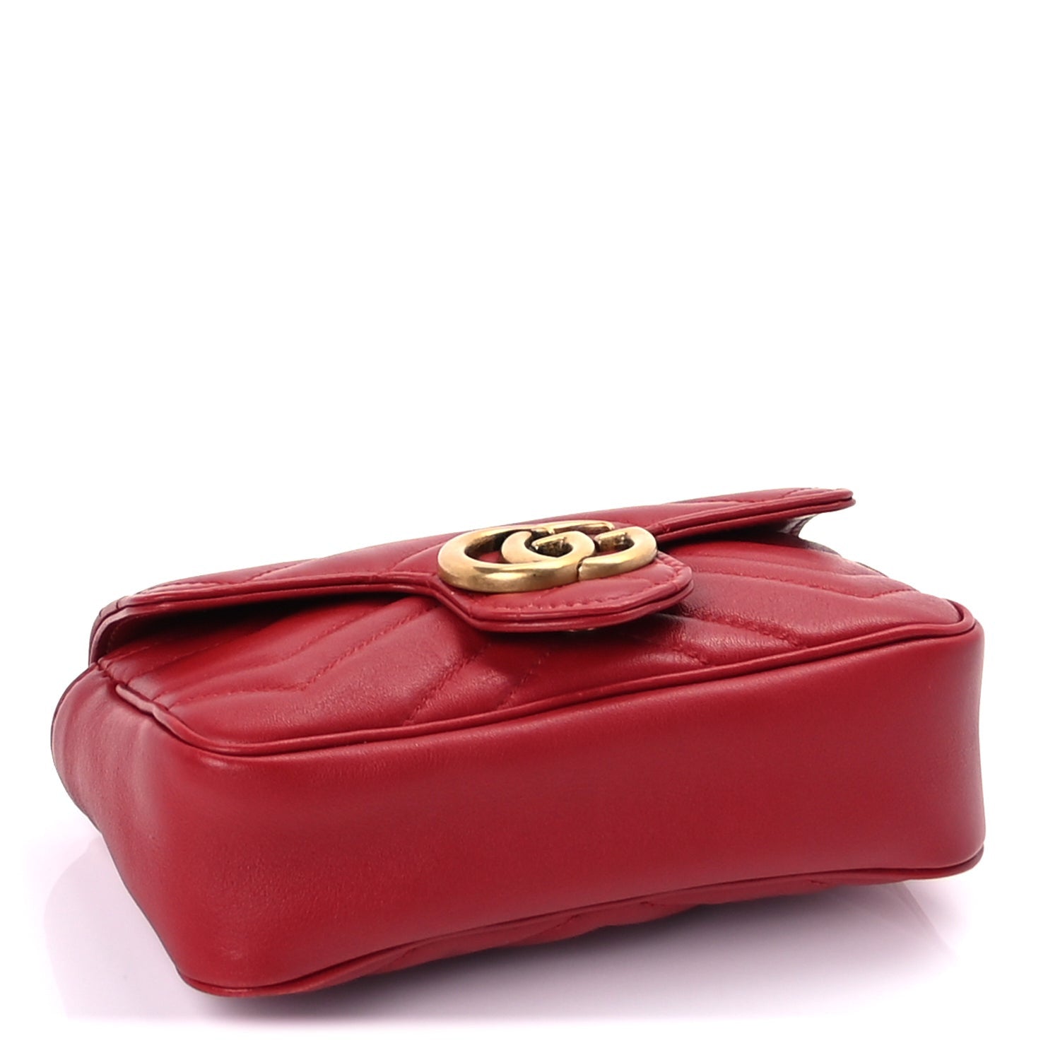 Gucci Calfskin Matelasse Super Mini GG Marmont Shoulder Bag  Hibiscus Red 3 of 8