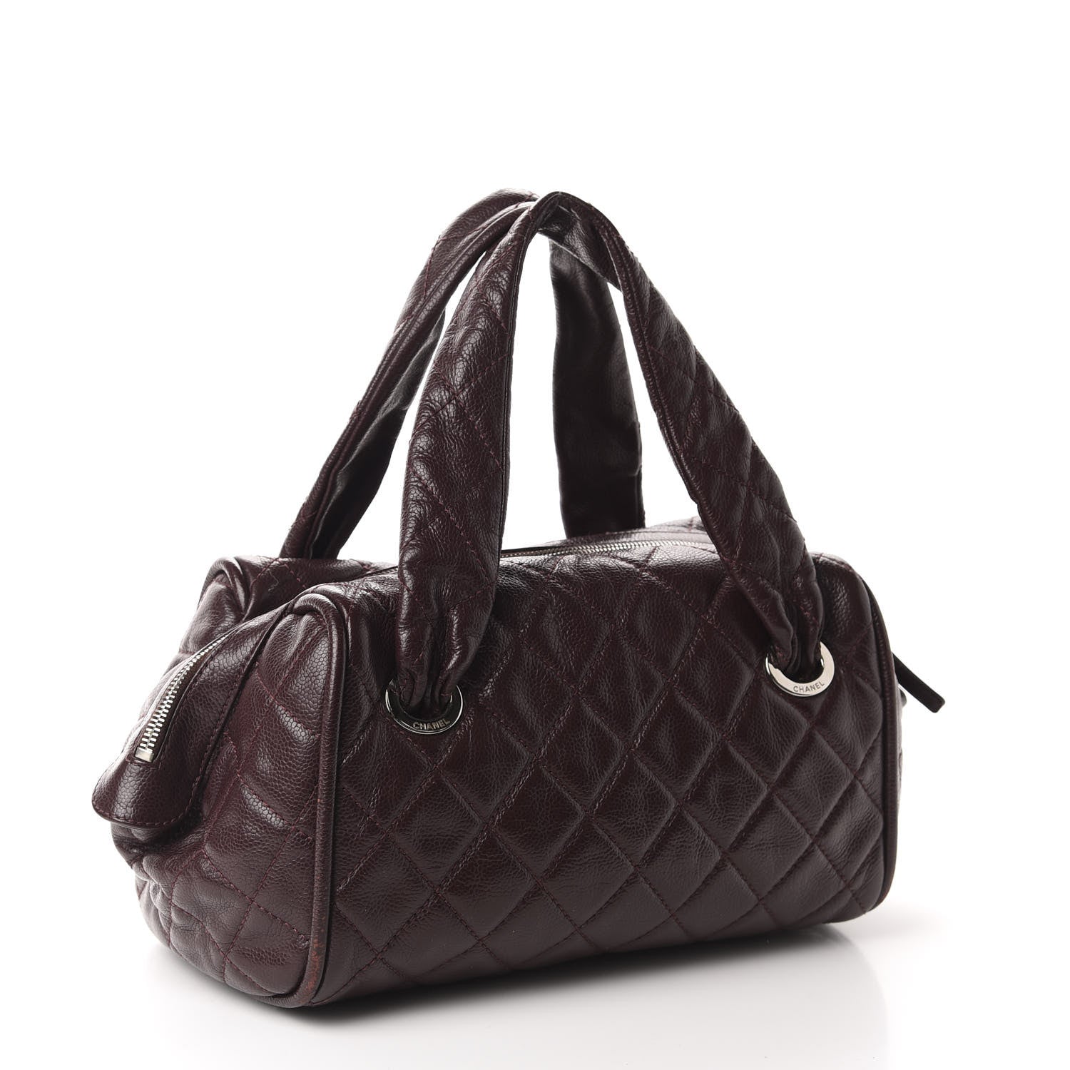 Chanel Caviar Quilted CC Timeless Bowler Burgundy 3 of 16
