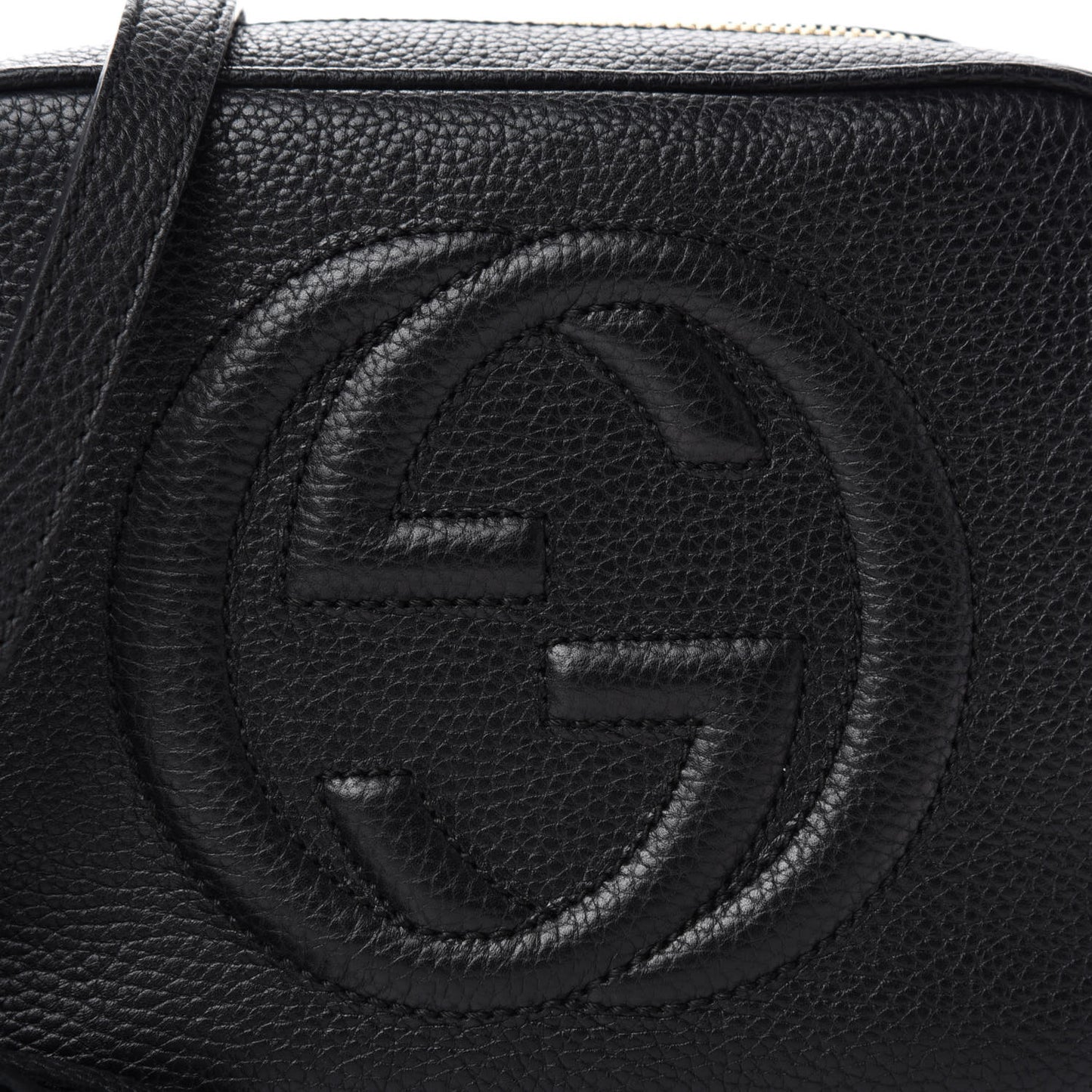 Pebbled Calfskin Small Soho Disco Bag Black