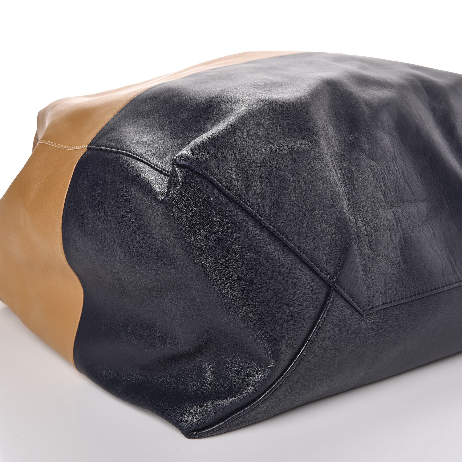 Celine Lambskin Horizontal Bicolor Cabas Camel Midnight 10 of 11