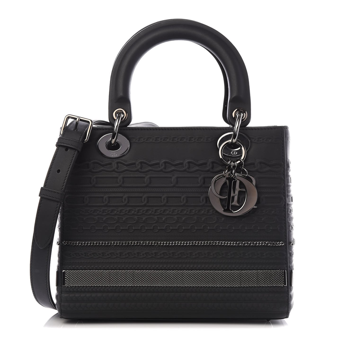 Calfskin Chain Medium Lady Dior Black