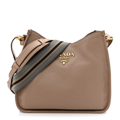 Prada Vitello Daino Soft Hobo Messenger Bag Argilla 1 of 7