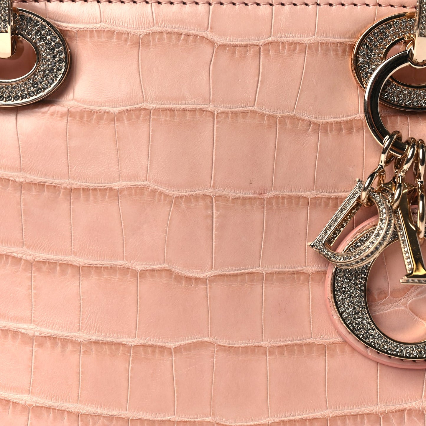 Alligator Crystal Mini Lady Dior Light Pink