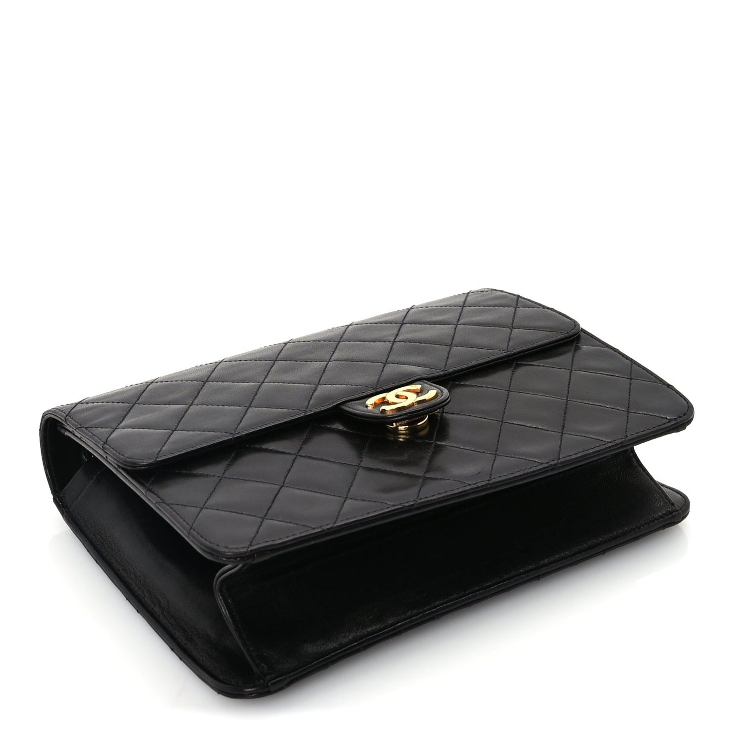 Lambskin Quilted Small Single Flap Bag Black