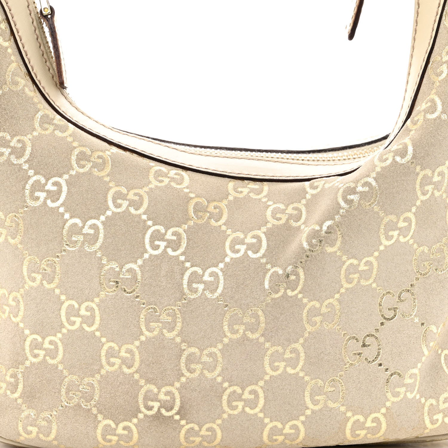 Gucci Suede GG Monogram Small Charmy Hobo Off White Gold 7 of 12