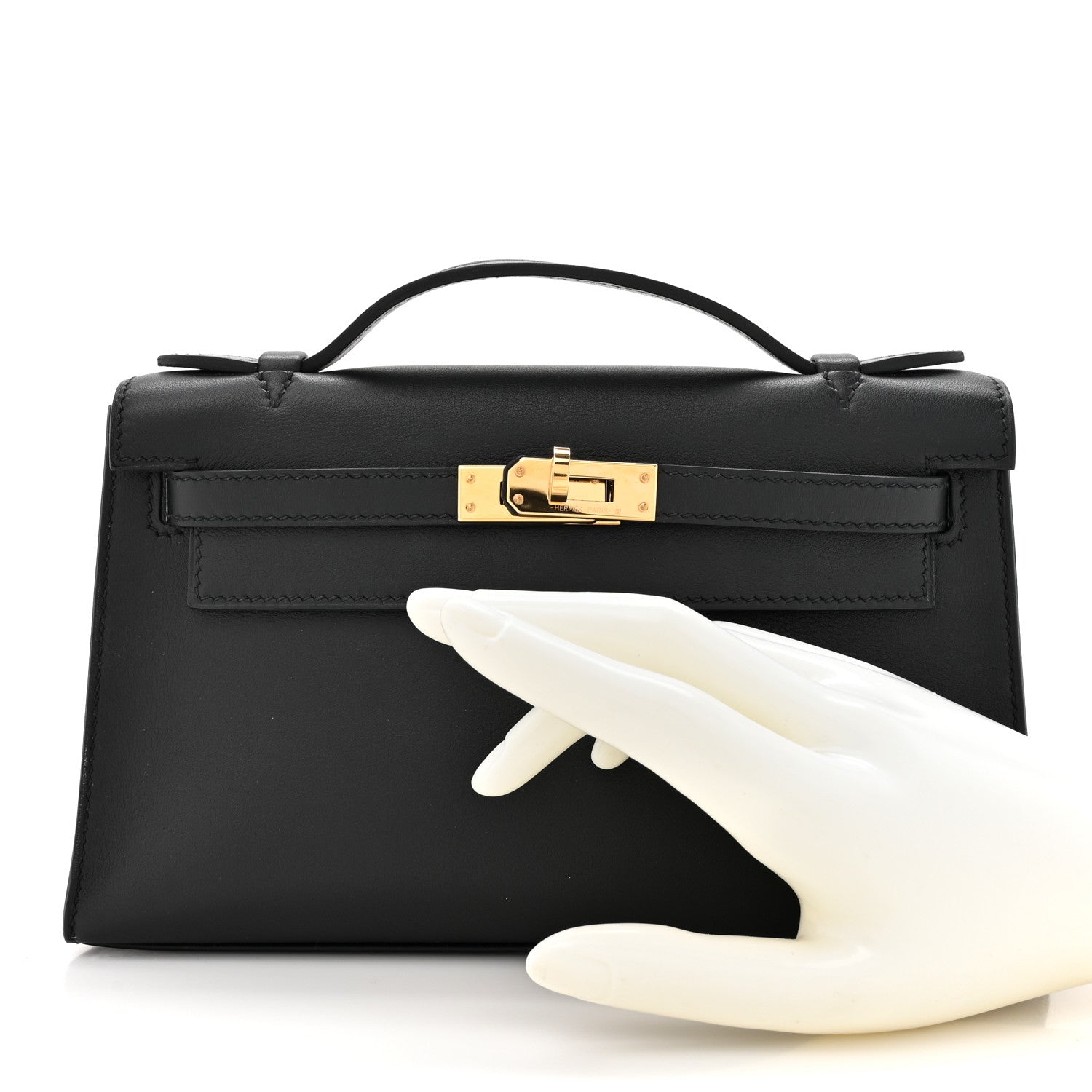 Hermes Swift Kelly Pochette Clutch Black 2 of 13