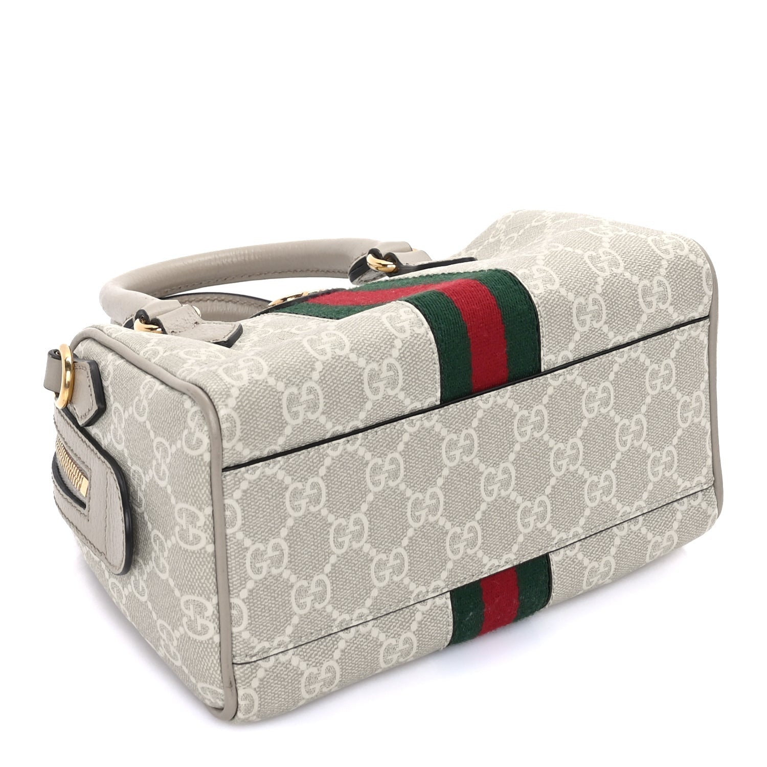 Gucci GG Supreme Monogram Textured Dollar Calfskin Web Mini Ophidia Top Handle Bag Beige Mystic White Oatmeal 7 of 7