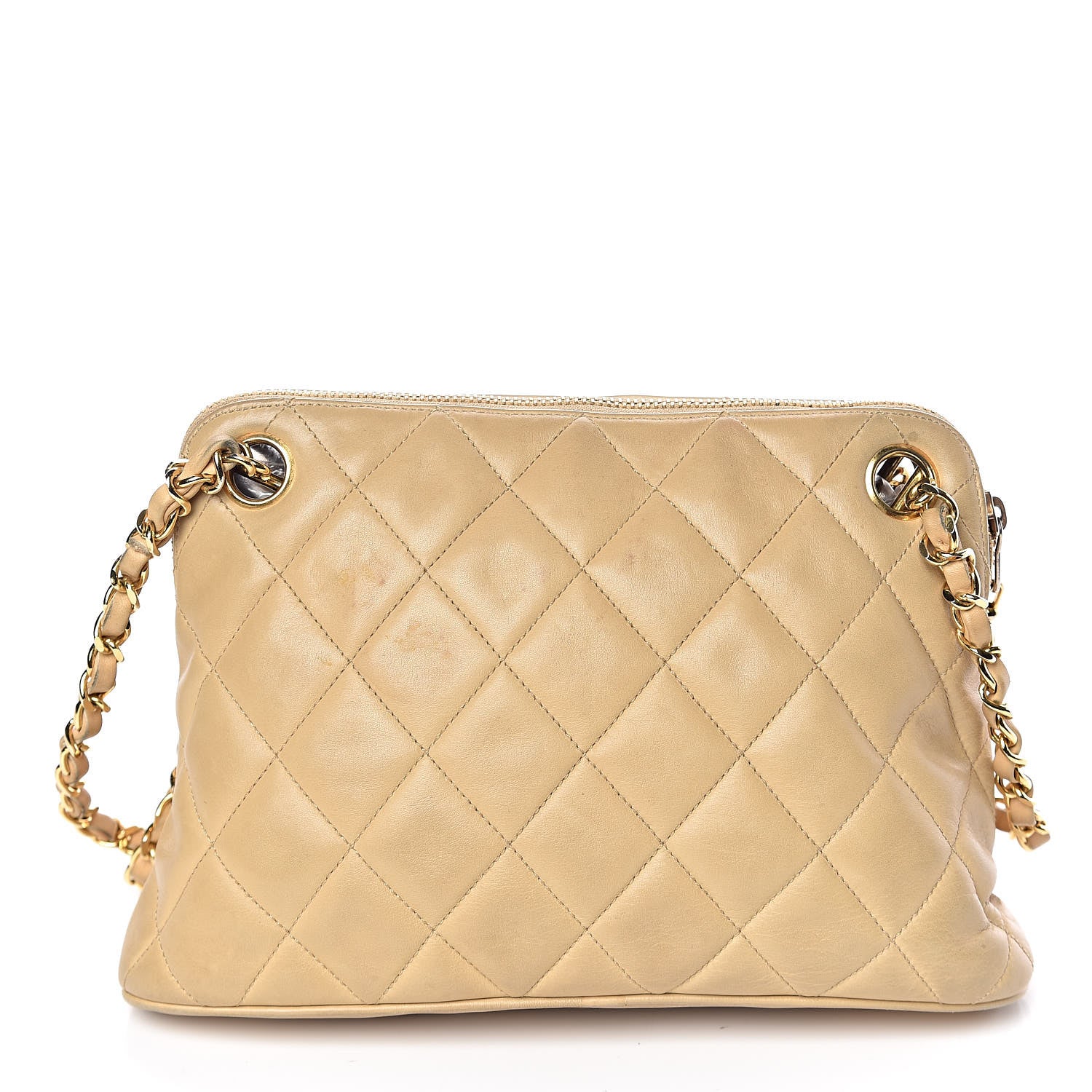 Chanel Lambskin Quilted Shoulder Bag Beige 14 of 17