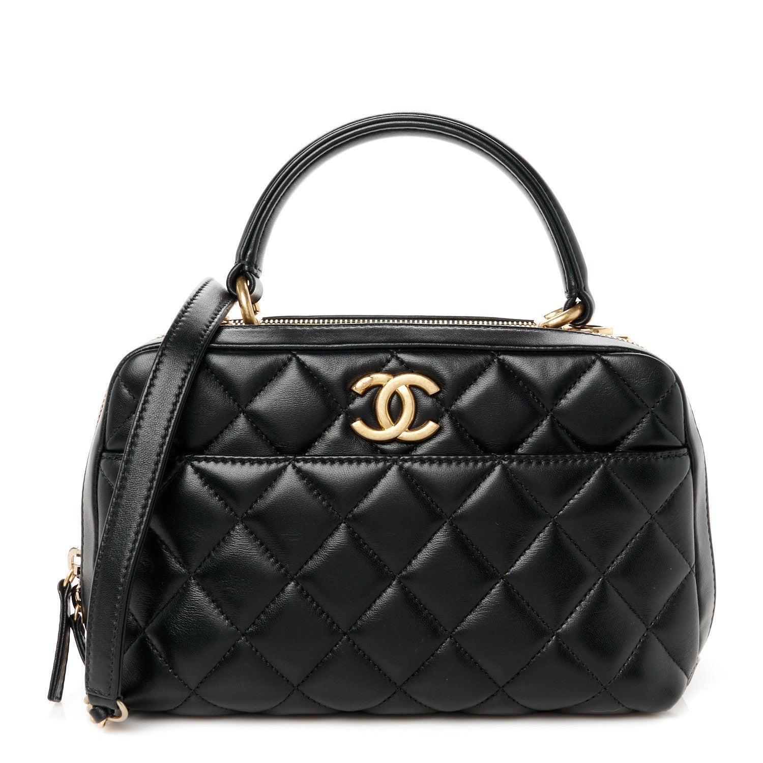 Chanel Lambskin Quilted Medium Trendy CC Bowling Bag Black 1 of 12