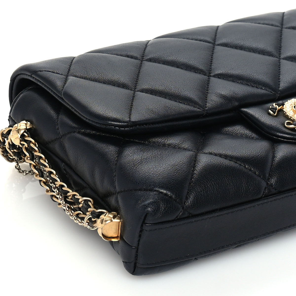 Chanel Lambskin Quilted Crush on Chains Flap Bag Black 8 of 9