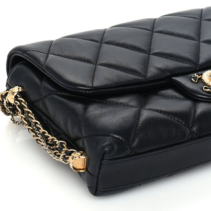 Chanel Lambskin Quilted Crush on Chains Flap Bag Black 8 of 9