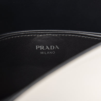 Prada City Calfskin Tambour Bucket Bag White Black 5 of 8