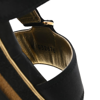 Chanel Satin CC Flat Sandals 39 Black Gold 7 of 7