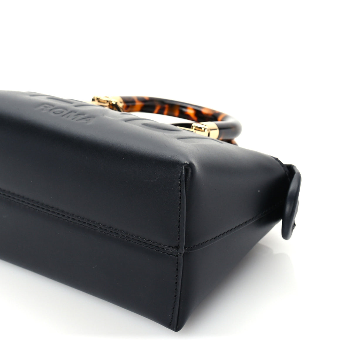 Fendi Vitello King Plexiglass Logo Embossed Mini By The Way Top Handle Boston Bag Black 8 of 8