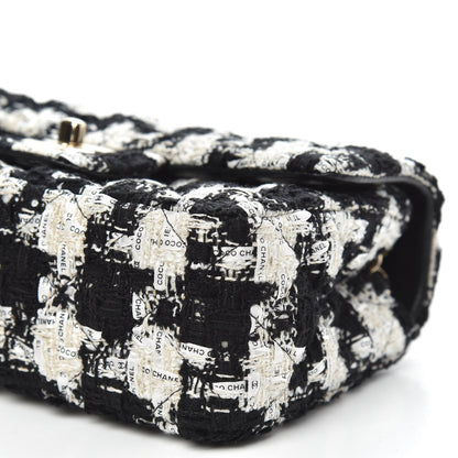 Chanel Tweed Quilted Mini Rectangular Flap Black Ecru White 9 of 11