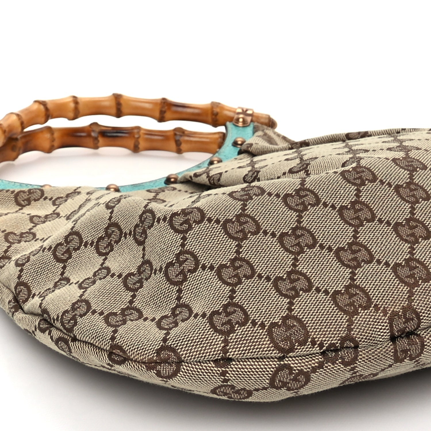 Gucci Monogram Small Bamboo Handbag Turquoise 7 of 8