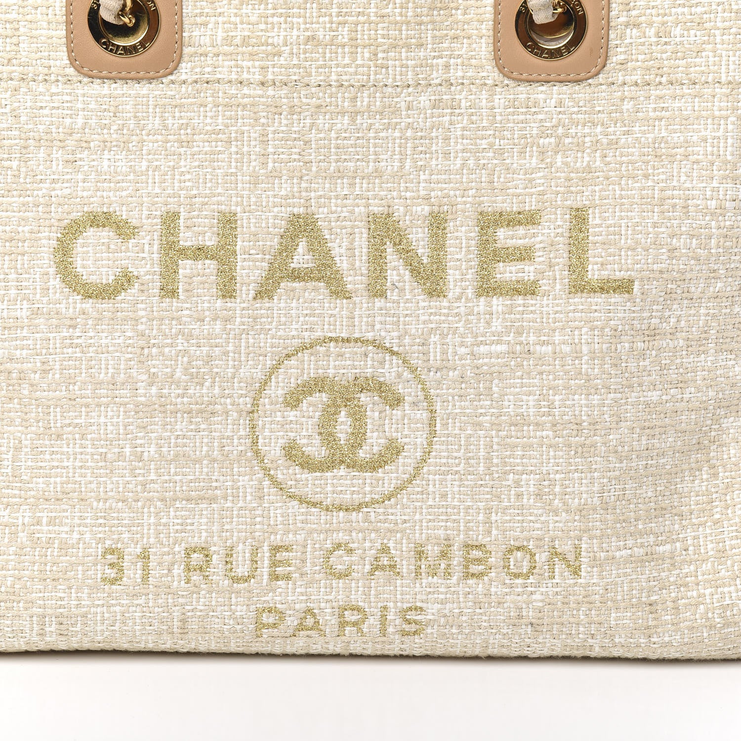 Chanel Canvas Small Deauville Tote Light Beige 10 of 10
