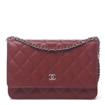 Chanel Caviar Quilted Wallet on Chain WOC Red 1 of 12