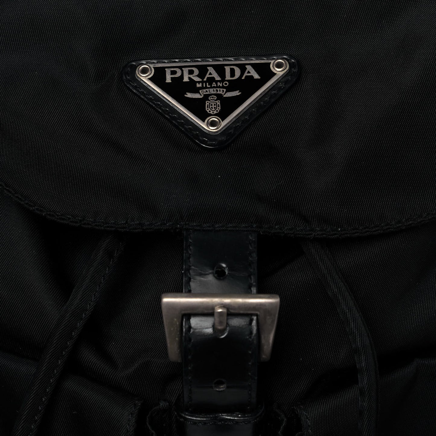 Nylon Vela Double Buckle Backpack Black