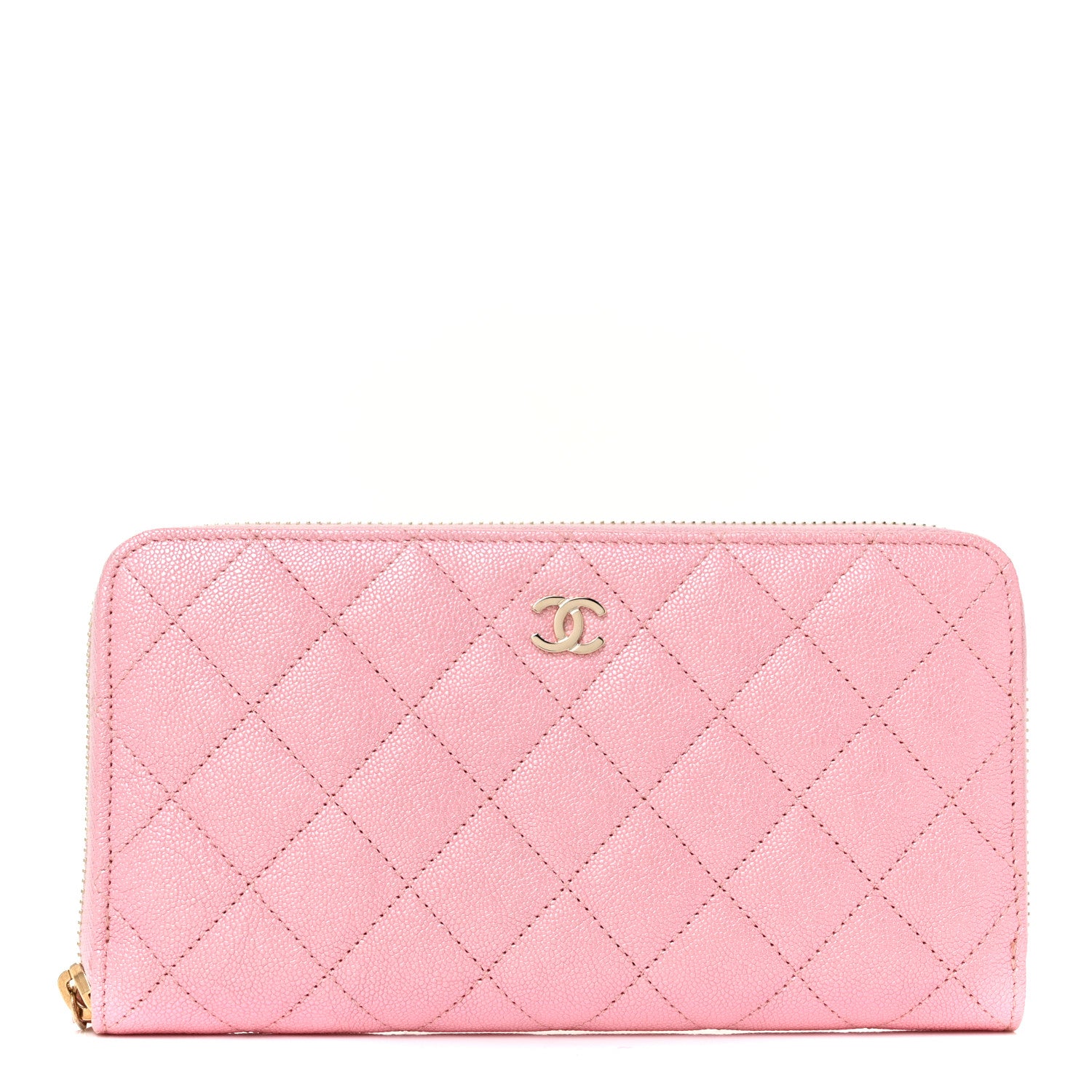 Chanel Iridescent Caviar Quilted Large Zip Around Wallet Pink 1 of 11