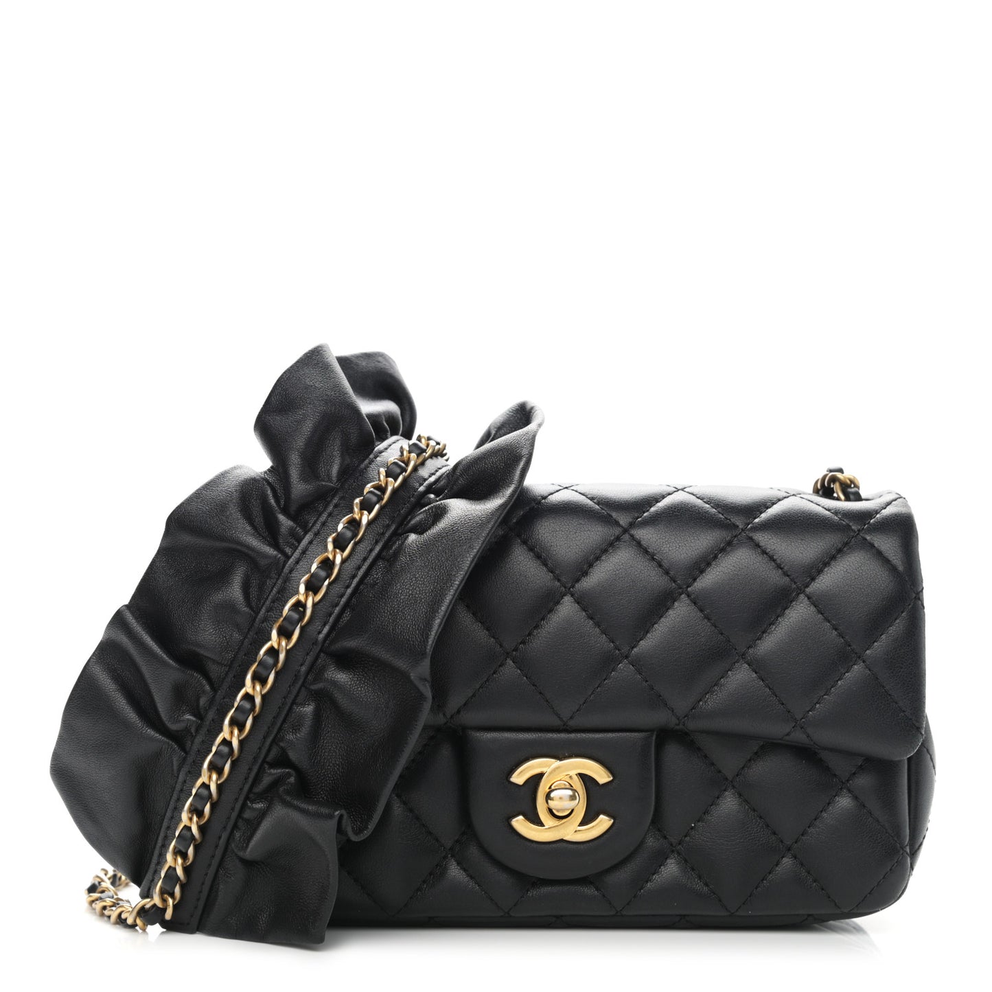 Lambskin Quilted Mini Romance Rectangular Flap Black