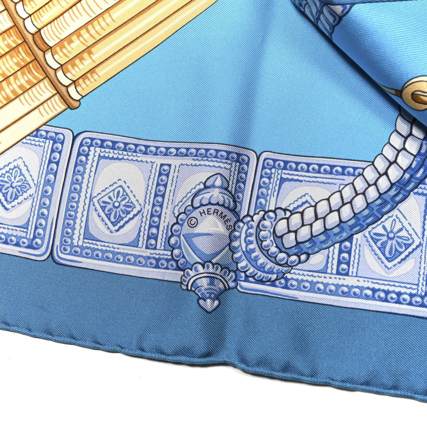 Silk Ceintures et Liens Scarf 90 Blue Orange