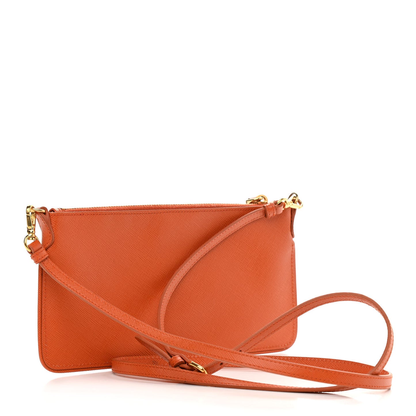Saffiano Lux Zip Crossbody Bag Papaya